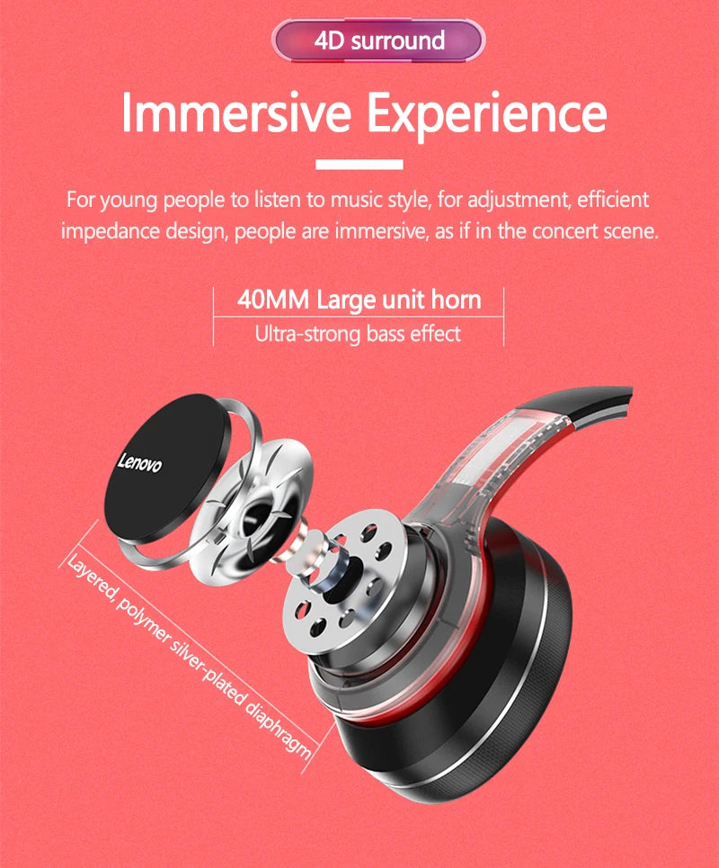 Lenovo HD200 Wireless Bluetooth Headphones