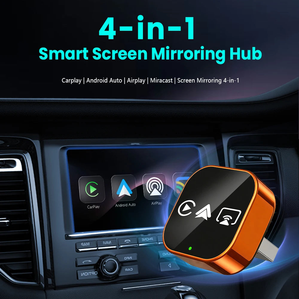 4-in-1 Wireless CarPlay & Android Auto AI Box