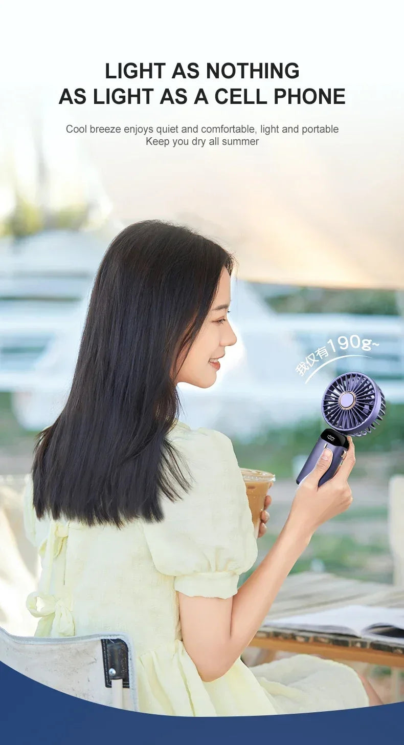 Portable Mini Handheld Fan – Foldable USB Rechargeable Neck Fan