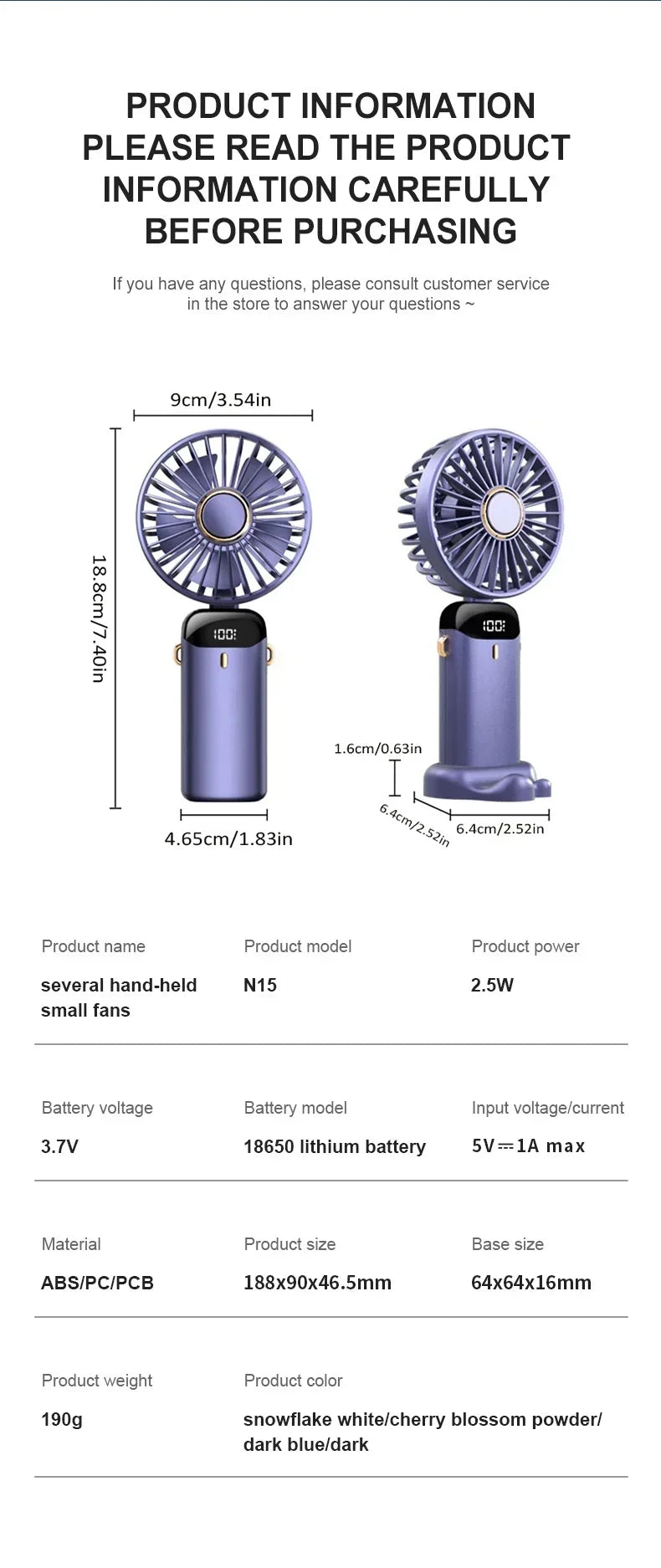 Portable Mini Handheld Fan – Foldable USB Rechargeable Neck Fan