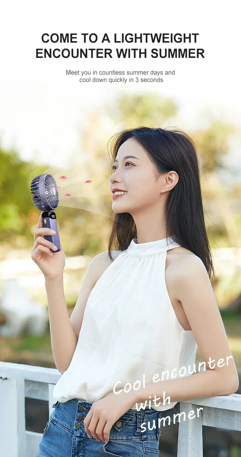 Portable Mini Handheld Fan – Foldable USB Rechargeable Neck Fan