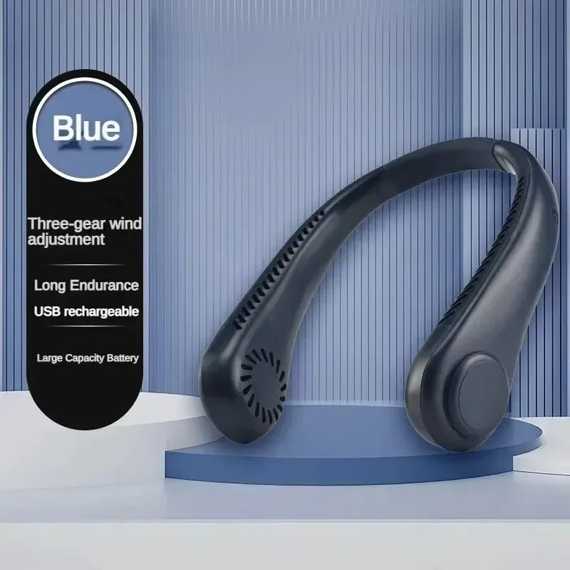 Portable Hands-Free Neck Fan – USB Rechargeable Bladeless Cooling Fan