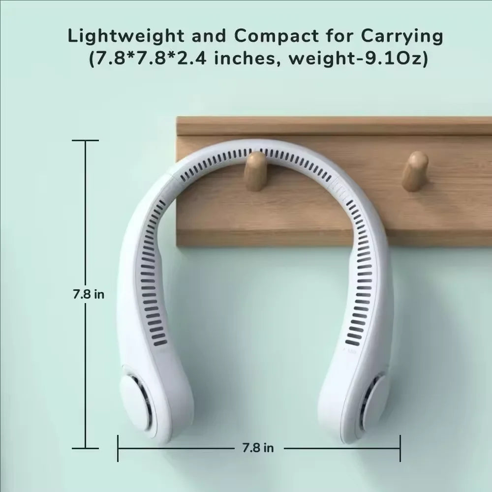 Portable Hands-Free Neck Fan – USB Rechargeable Bladeless Cooling Fan