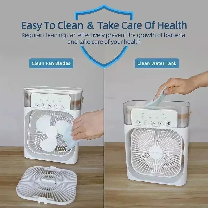 3-in-1 Portable Air Cooler Fan with Humidifier & LED Night Light
