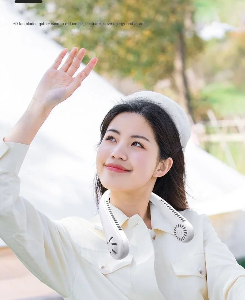 Portable Hands-Free Neck Fan – USB Rechargeable Bladeless Cooling Fan