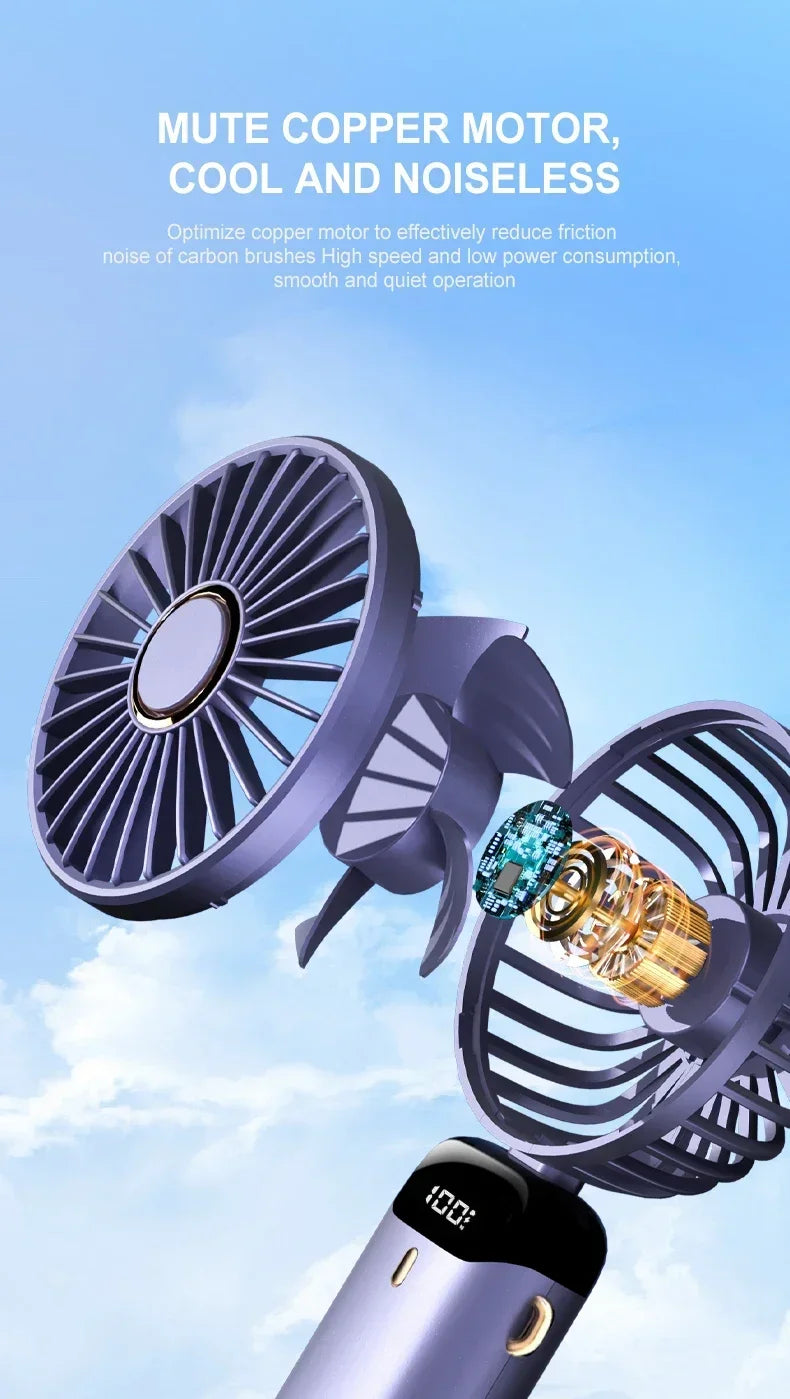 Portable Mini Handheld Fan – Foldable USB Rechargeable Neck Fan