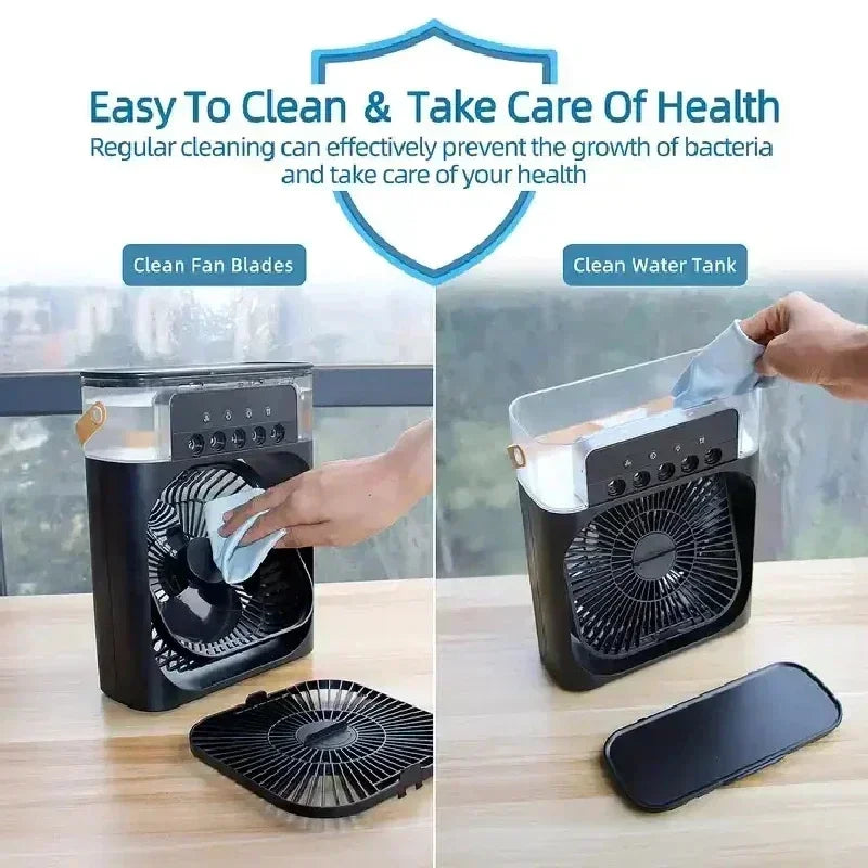 3-in-1 Portable Air Cooler Fan with Humidifier & LED Night Light