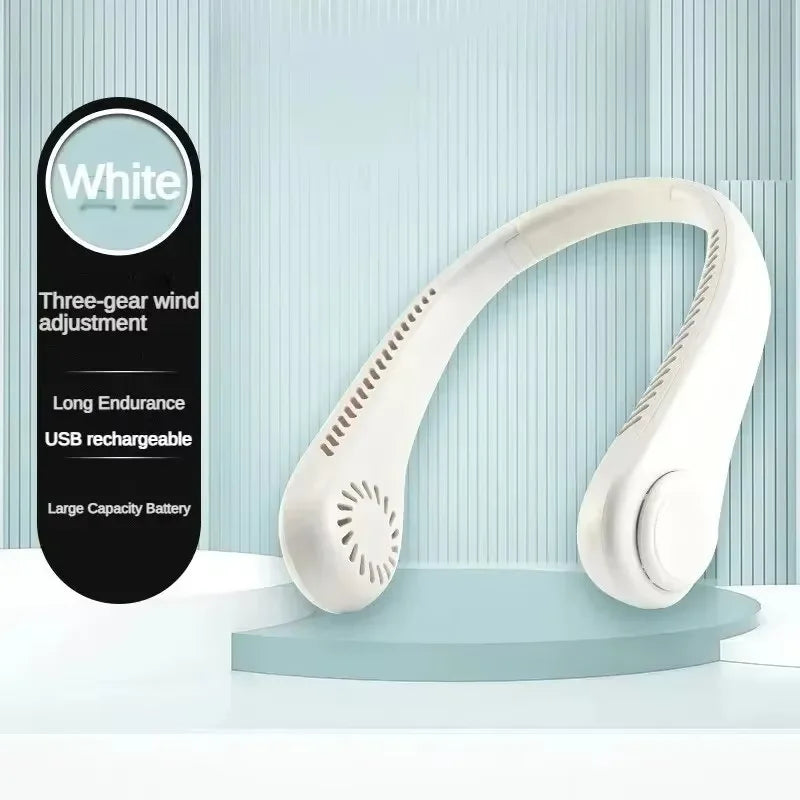 Portable Hands-Free Neck Fan – USB Rechargeable Bladeless Cooling Fan