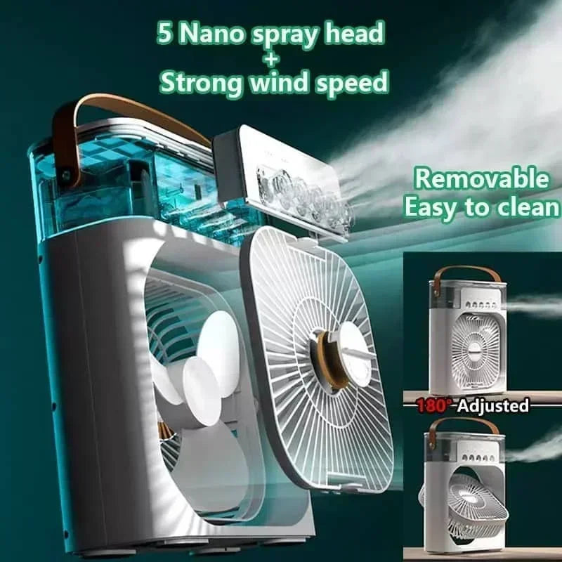 3-in-1 Portable Air Cooler Fan with Humidifier & LED Night Light