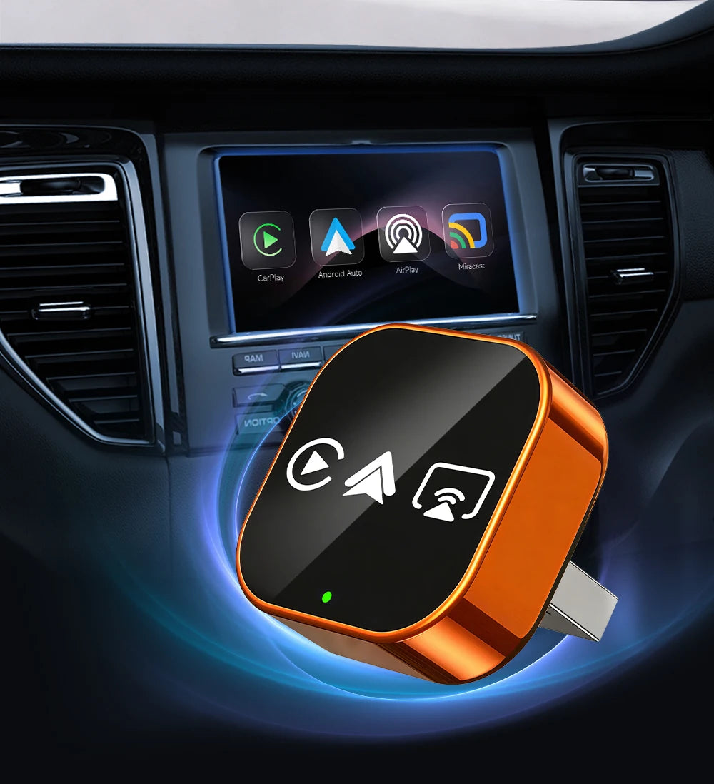 4-in-1 Wireless CarPlay & Android Auto AI Box