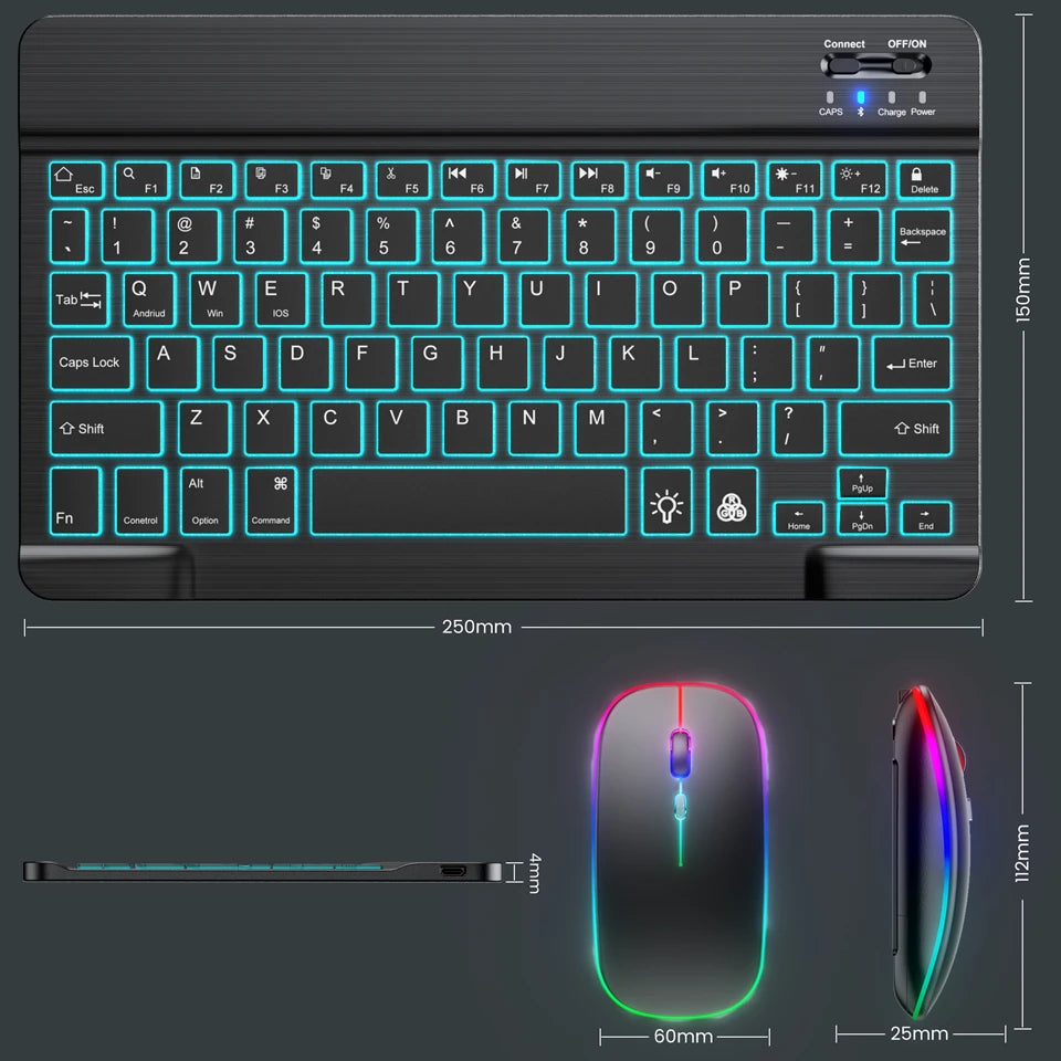 10" RGB Backlit Bluetooth Keyboard