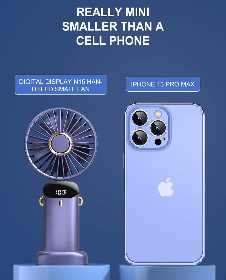 Portable Mini Handheld Fan – Foldable USB Rechargeable Neck Fan