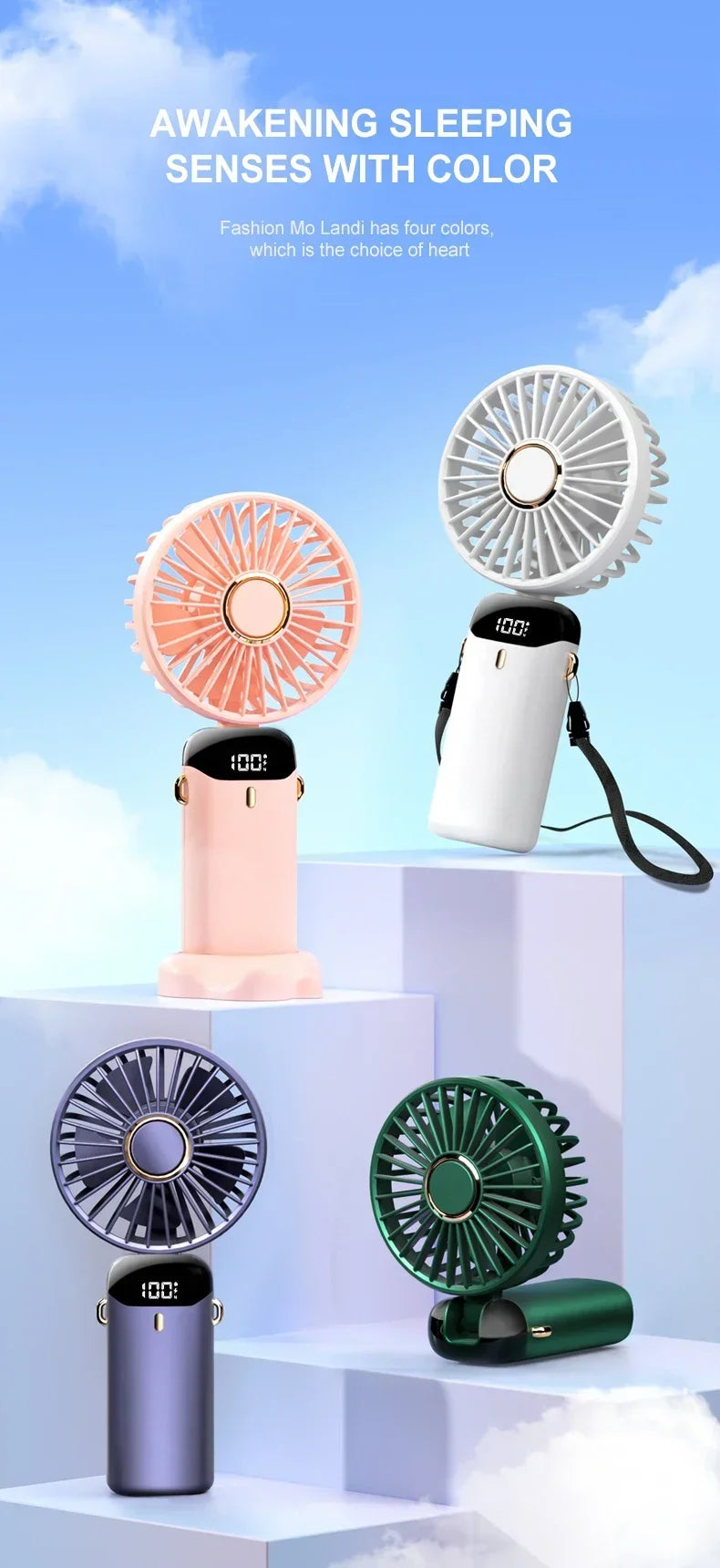 Portable Mini Handheld Fan – Foldable USB Rechargeable Neck Fan