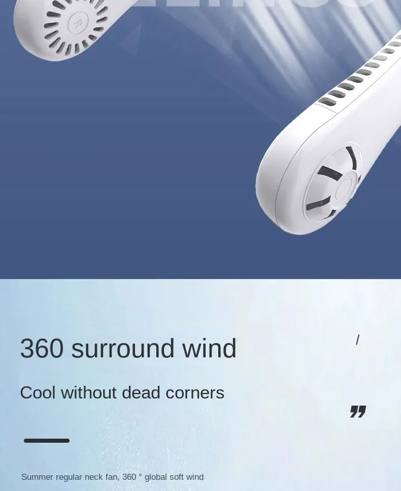 Portable Hands-Free Neck Fan – USB Rechargeable Bladeless Cooling Fan