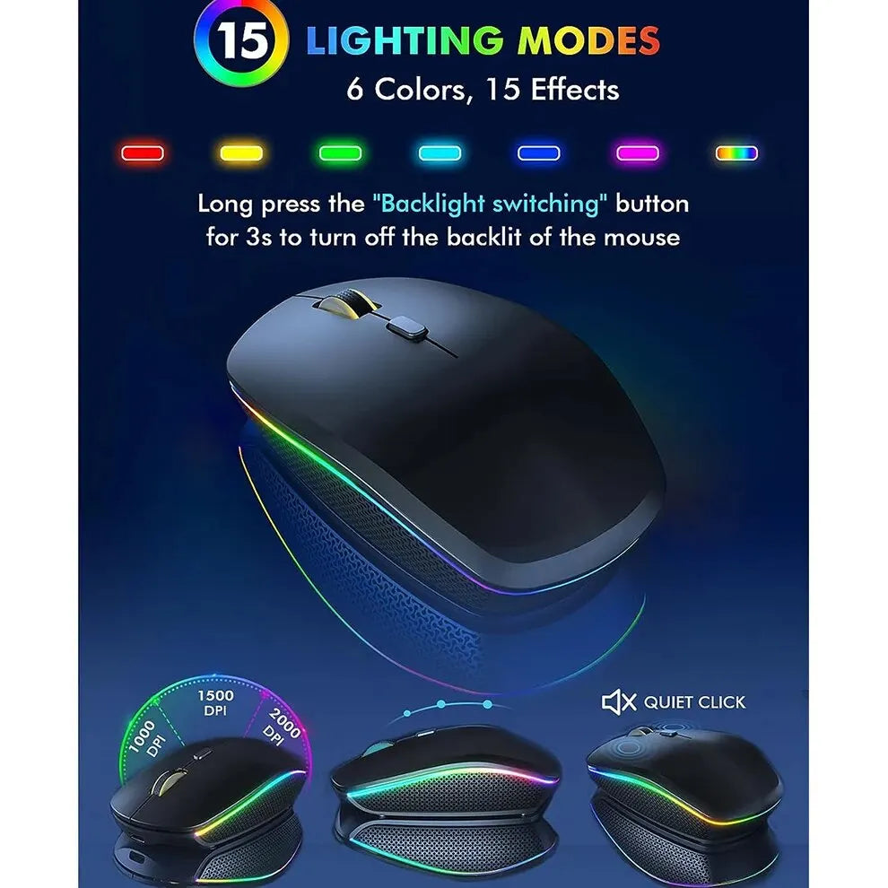 Wireless RGB bluetooth gaming keyboard and mouse bundle