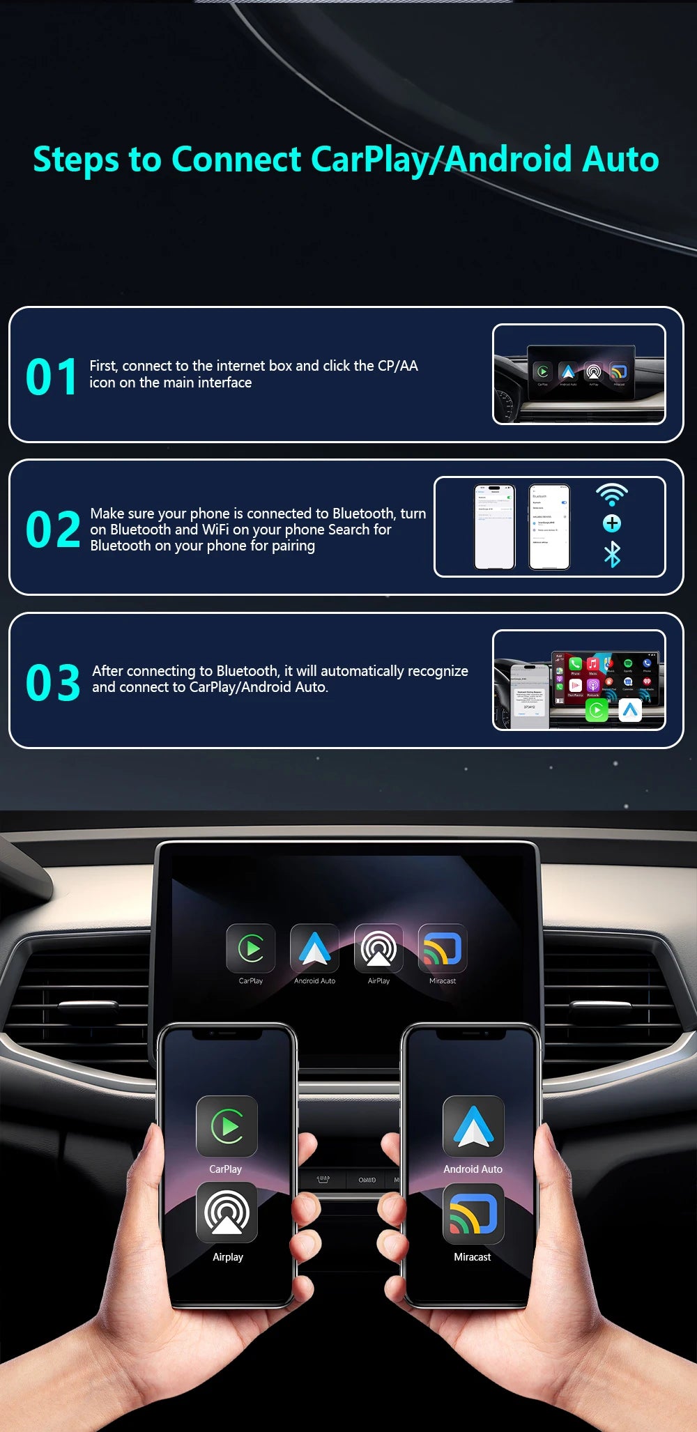 4-in-1 Wireless CarPlay & Android Auto AI Box