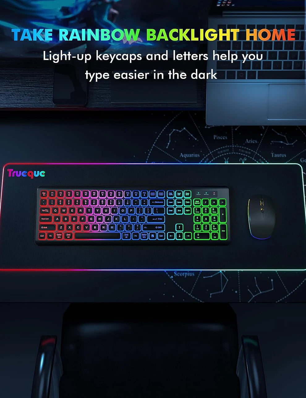 Wireless RGB bluetooth gaming keyboard and mouse bundle