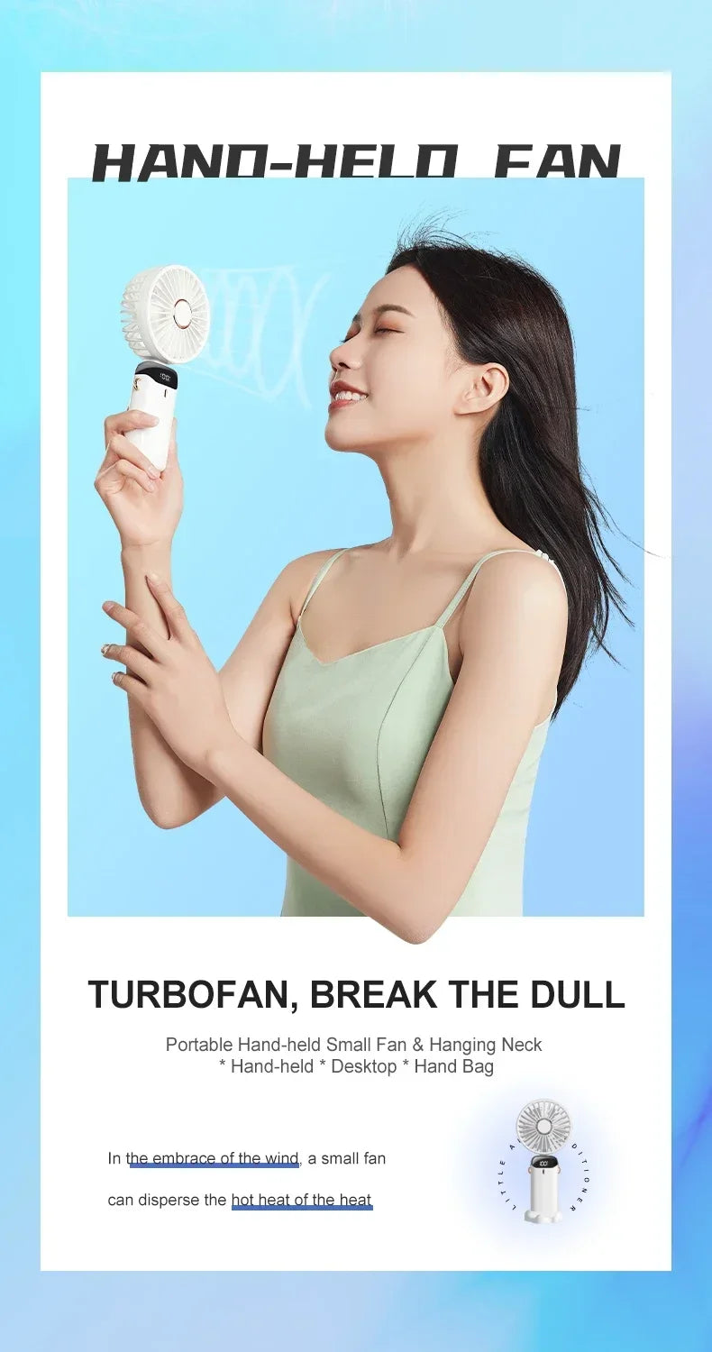 Portable Mini Handheld Fan – Foldable USB Rechargeable Neck Fan