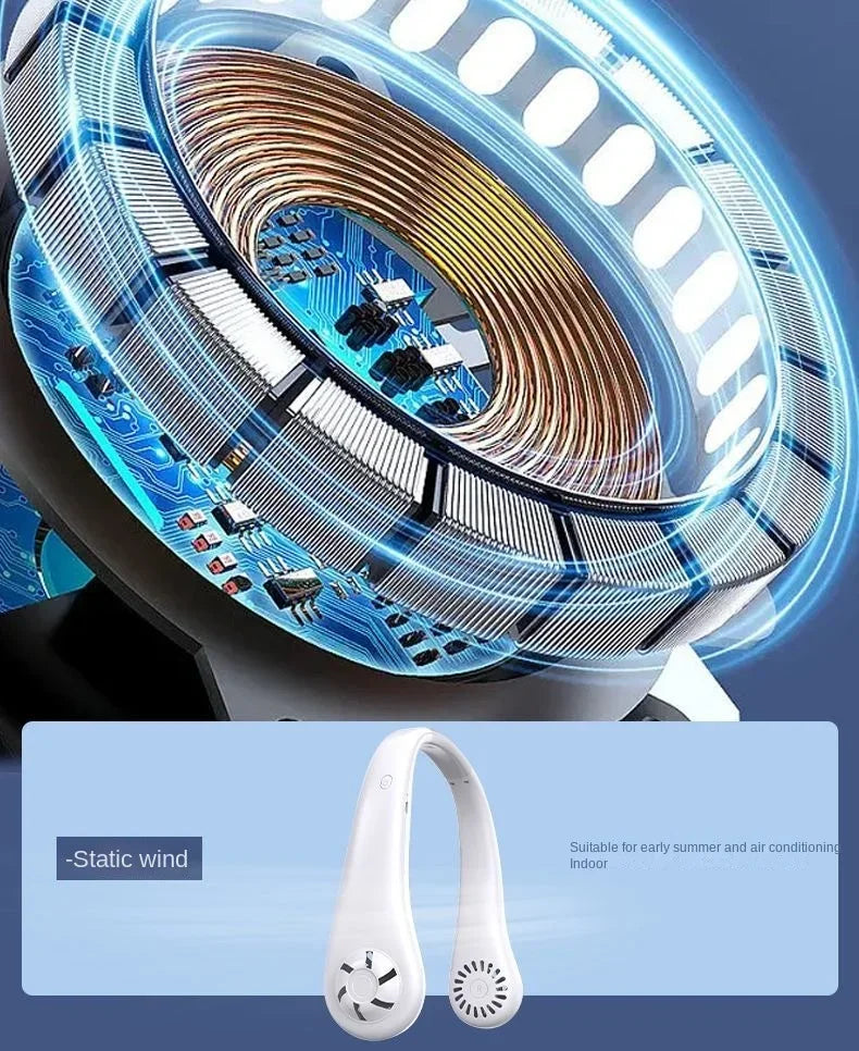 Portable Hands-Free Neck Fan – USB Rechargeable Bladeless Cooling Fan