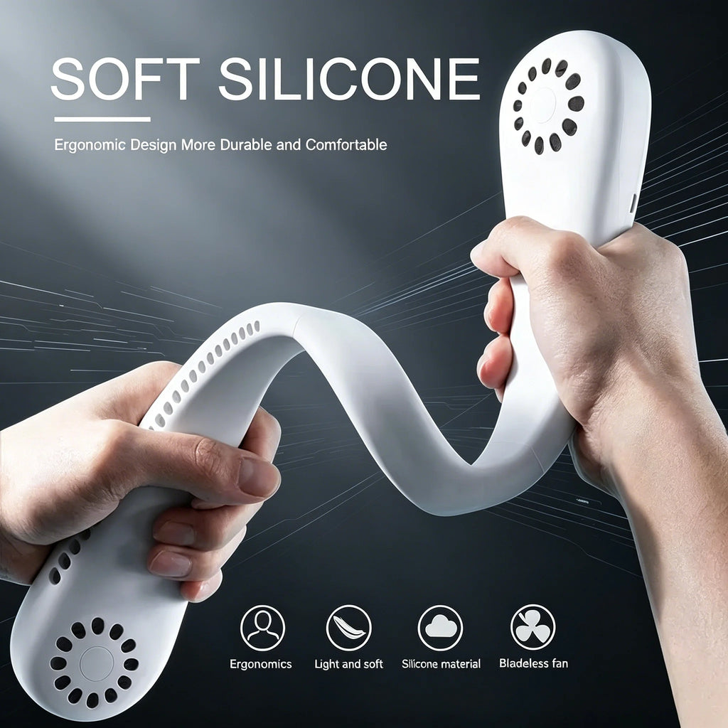 Portable Hands-Free Neck Fan – USB Rechargeable Bladeless Cooling Fan