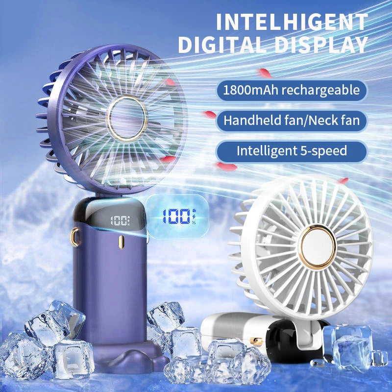Portable Mini Handheld Fan – Foldable USB Rechargeable Neck Fan
