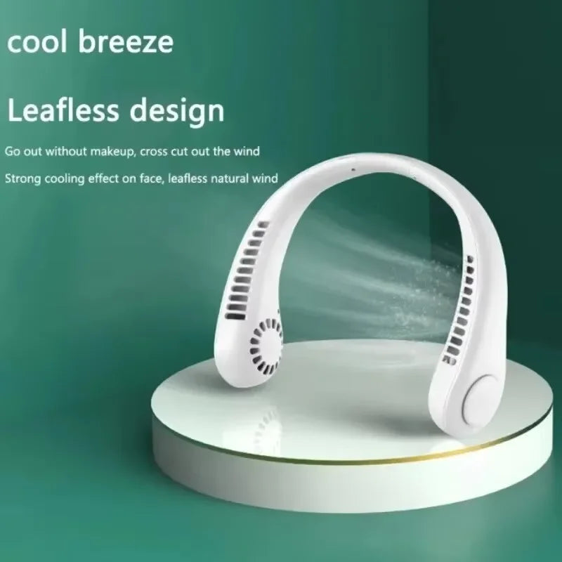 Portable Hands-Free Neck Fan – USB Rechargeable Bladeless Cooling Fan