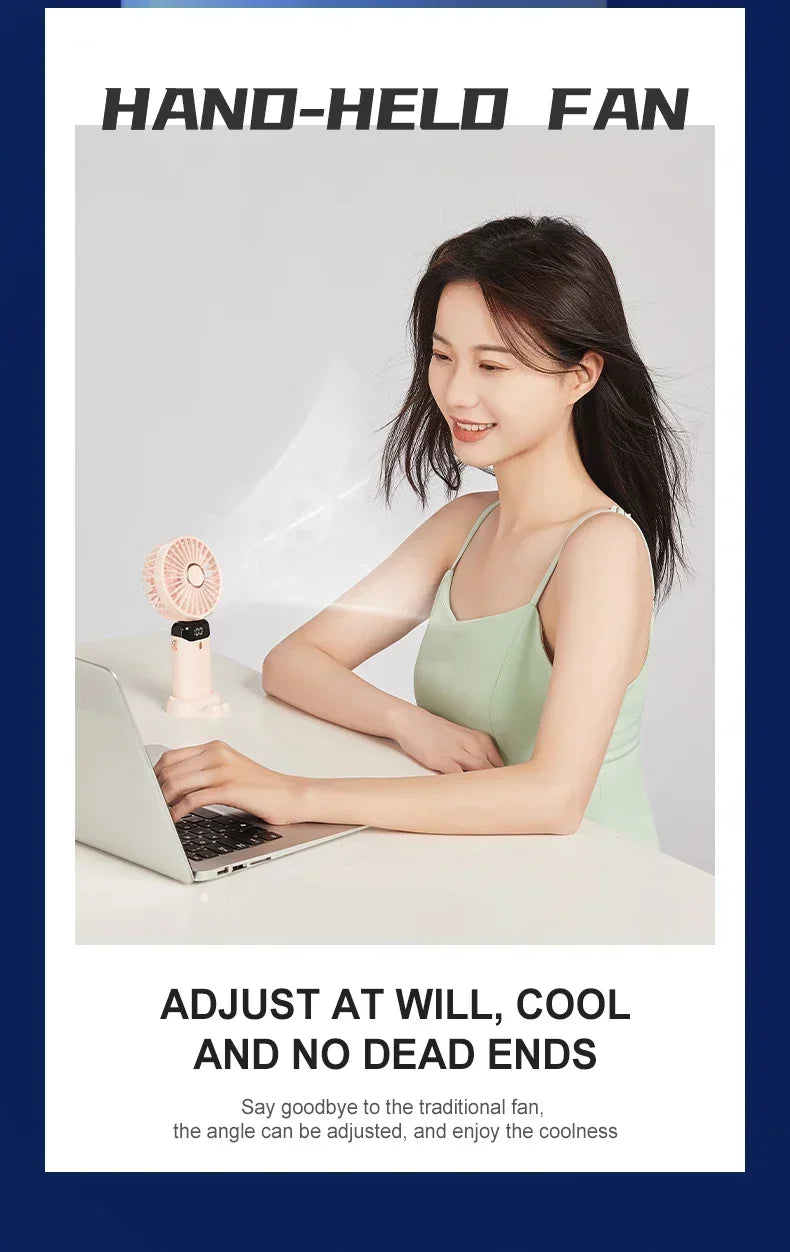Portable Mini Handheld Fan – Foldable USB Rechargeable Neck Fan
