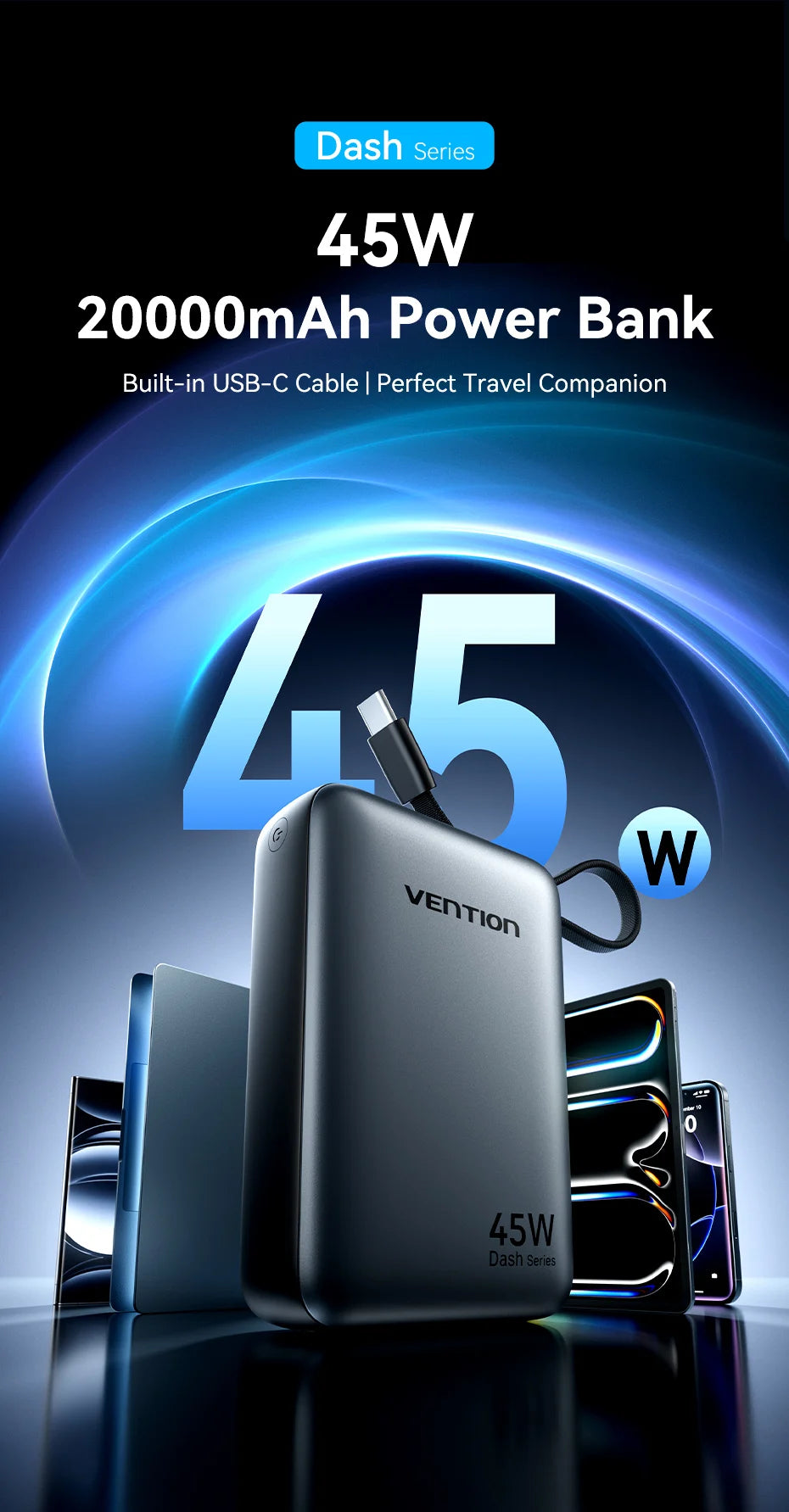 Vention 20,000mAh 45W Fast Charging Power Bank