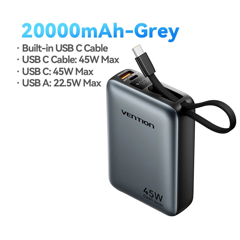Vention 20,000mAh 45W Fast Charging Power Bank