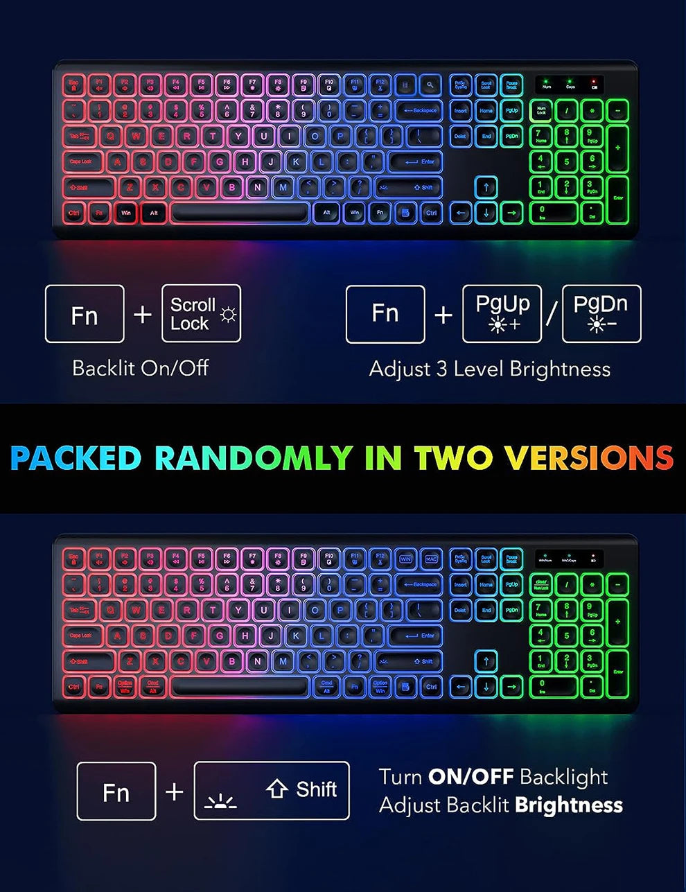 Wireless RGB bluetooth gaming keyboard and mouse bundle