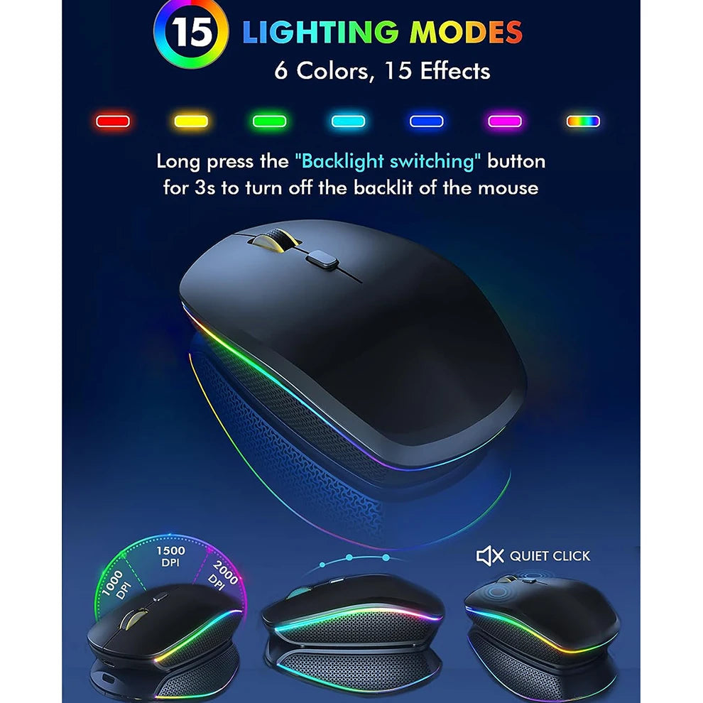Wireless RGB bluetooth gaming keyboard and mouse bundle